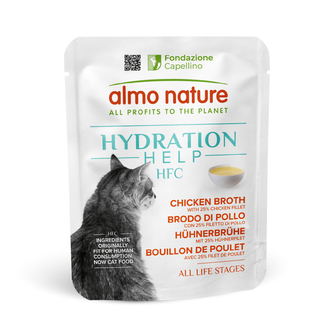 Almo Nature HFC Hydration Help Brodo di Pollo con Filetti di Pollo 50g Busta Almo Nature HFC Hydration Help Brodo di Pollo con Filetti di Pollo 50g Busta